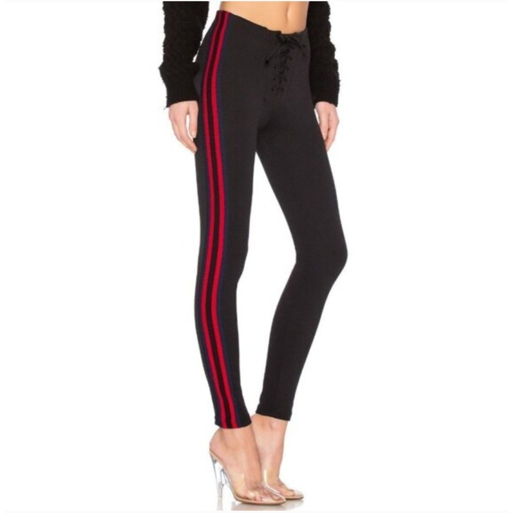 Yeezy Season 5 Lace Up Track Pants Womens XS Black Red Blue Stripe Leggings